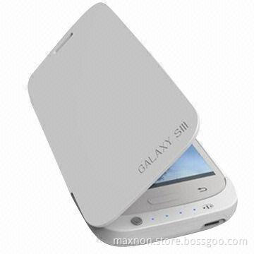 Power bank case for Galaxy S3/i9300 with screen protector leather, 3,200mAh capacity